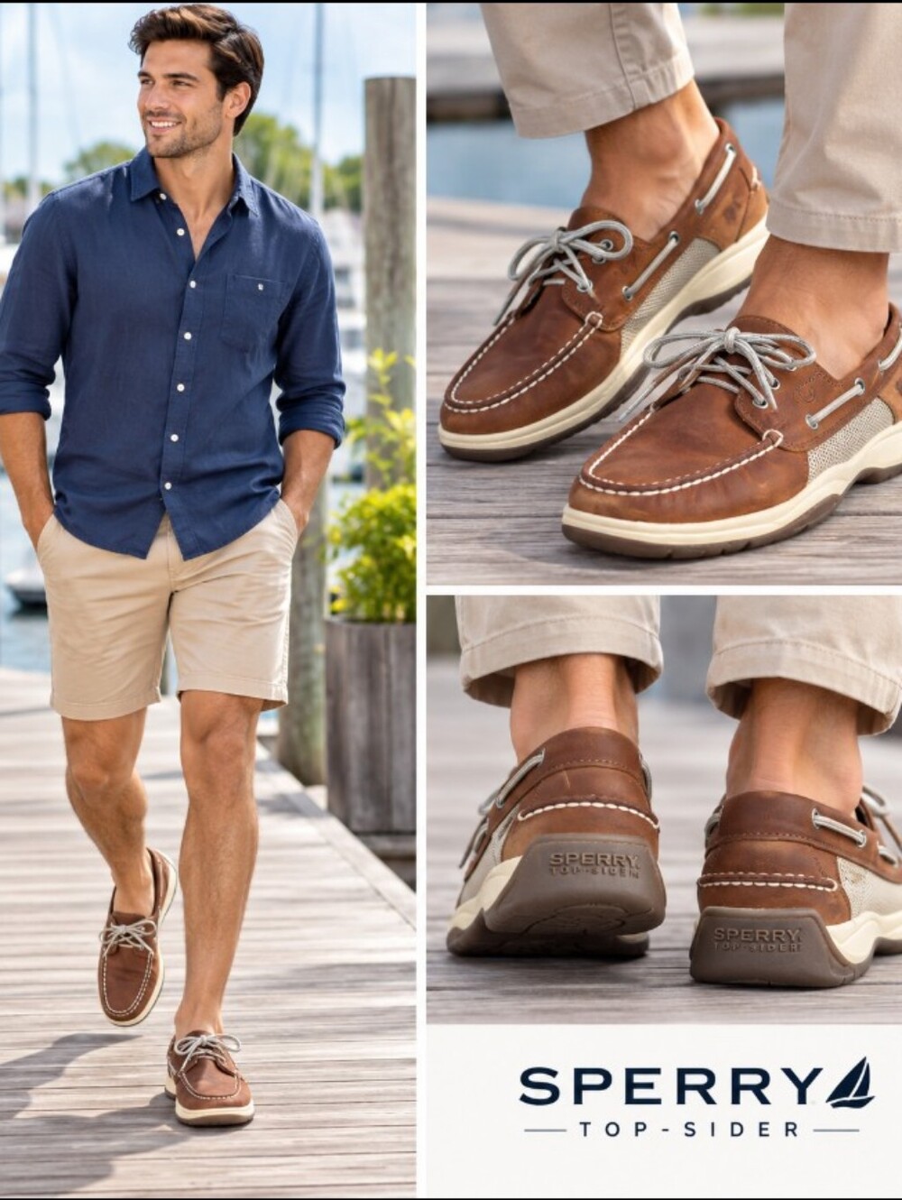 Sperry Size 8.5 Brown and Cream Leather Men’s Boat Shoes